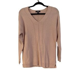 Chaps blush pink V-Neck Sweater with Ribbed Knit